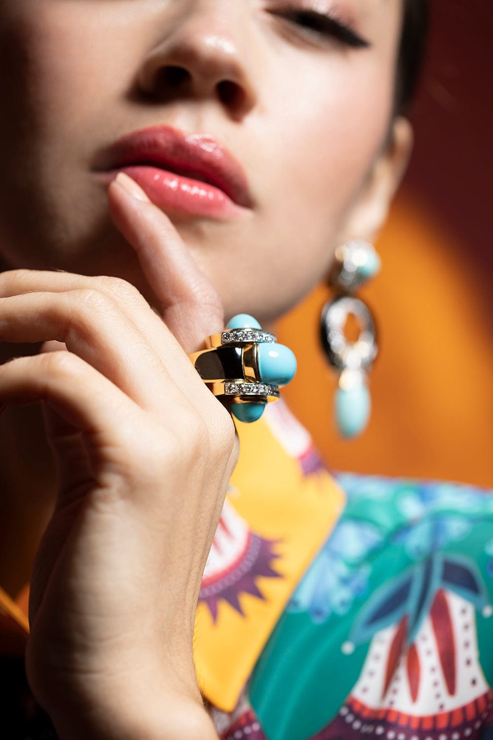 DAVID WEBB-Turquoise Mod Ring-YELLOW GOLD