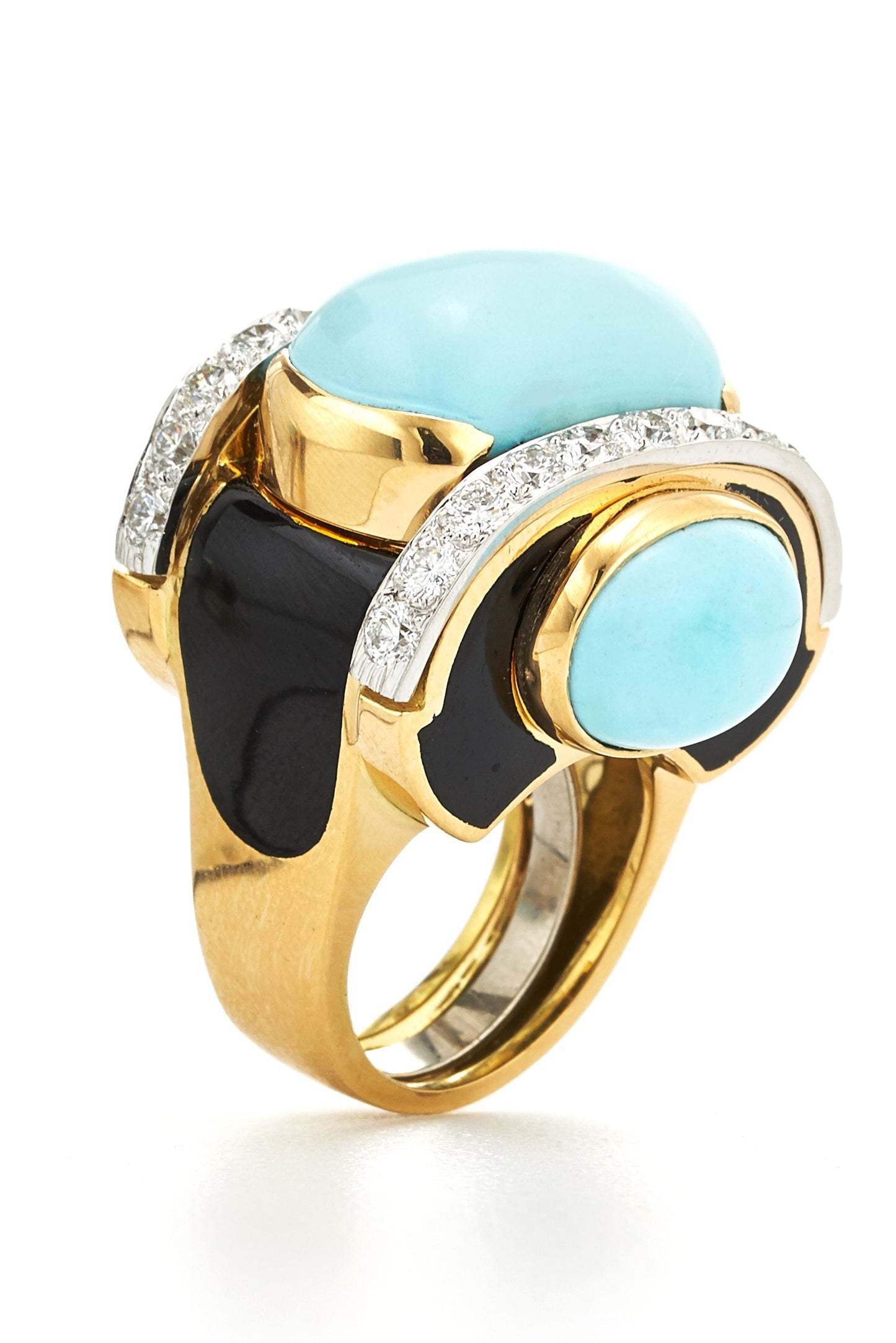 DAVID WEBB-Turquoise Mod Ring-YELLOW GOLD