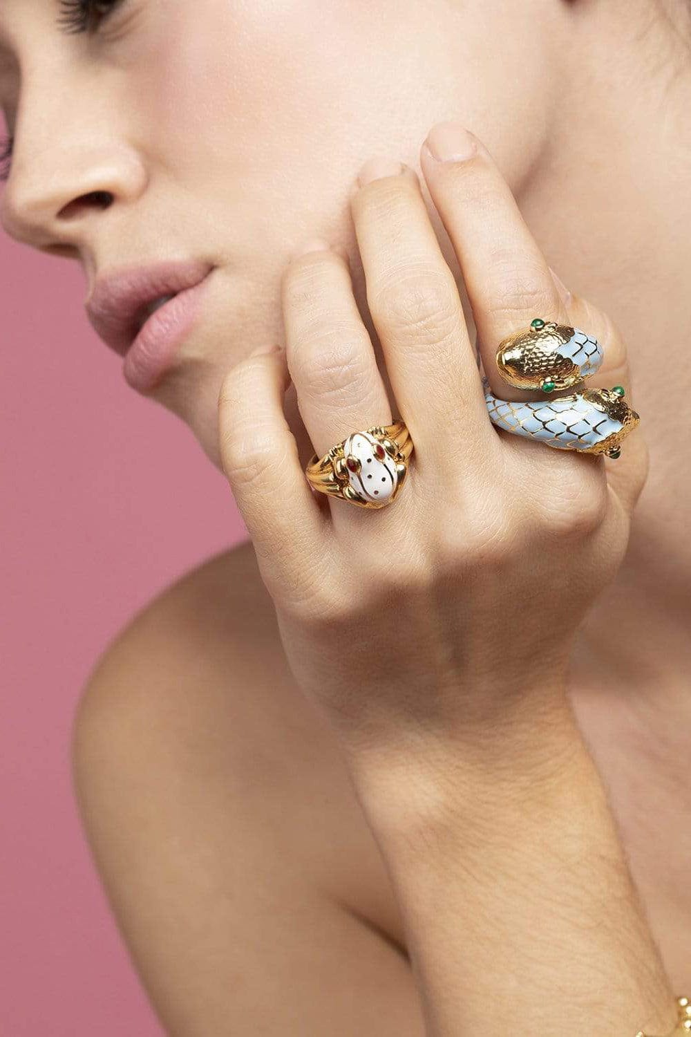 White Green Baby Frog Ring