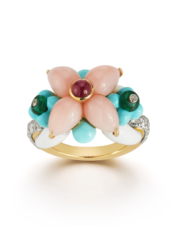 DAVID WEBB-Pink Opal Asheville Ring-YELLOW GOLD