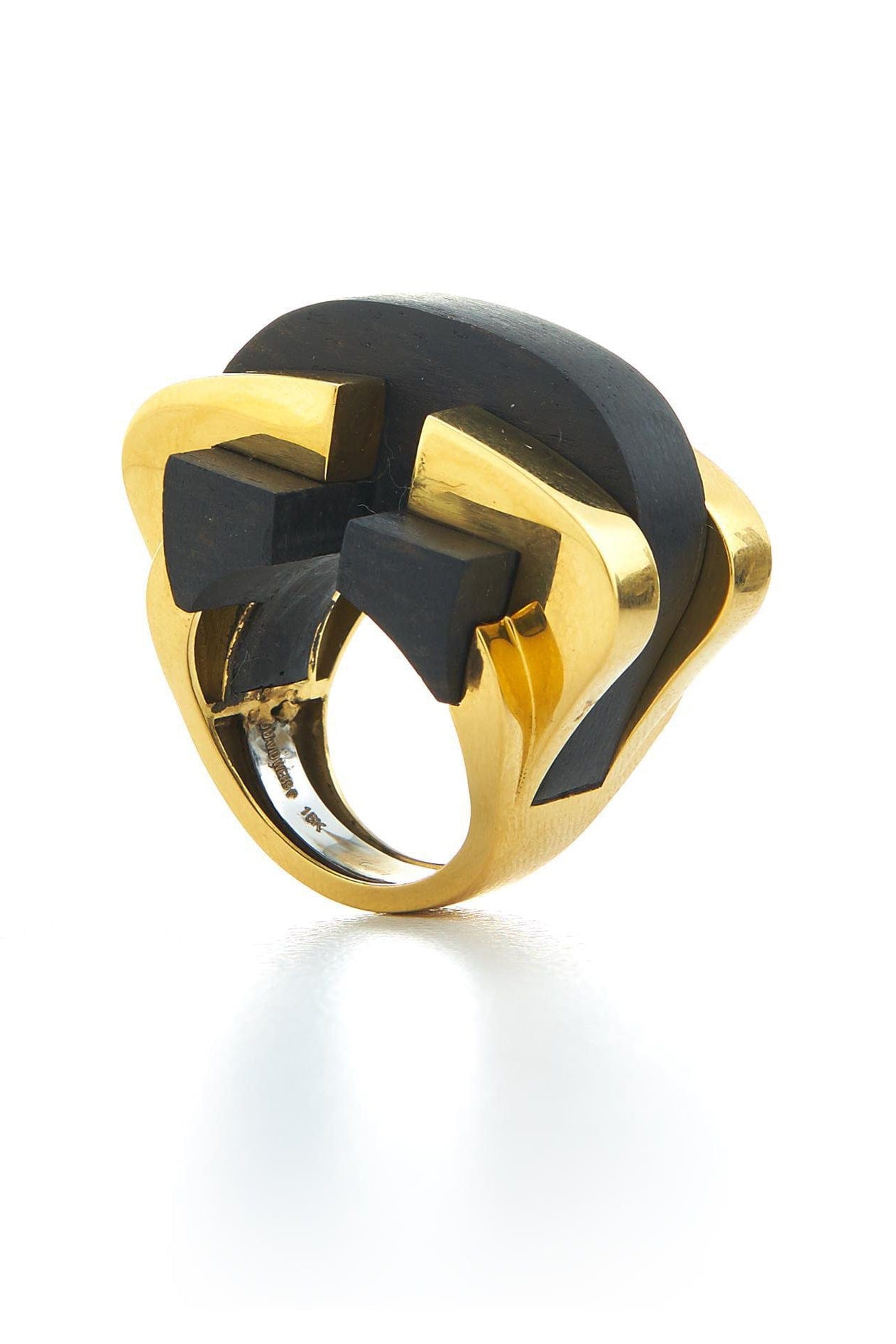 DAVID WEBB-Ebony Bridge Ring-YELLOW GOLD