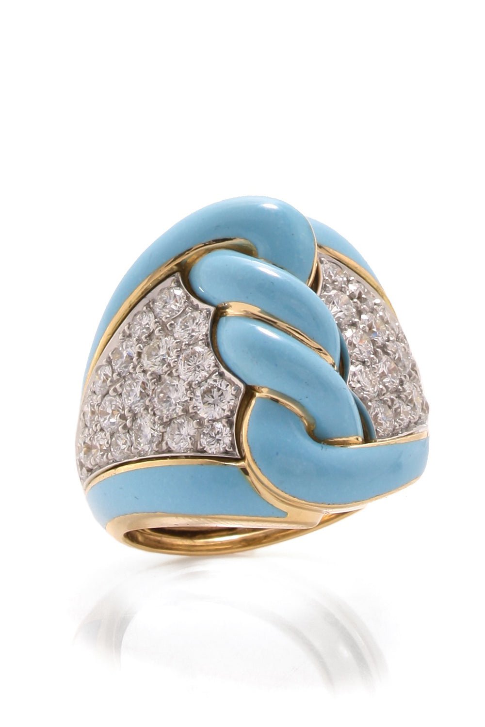 DAVID WEBB-Enamel Rope Ring-YELLOW GOLD
