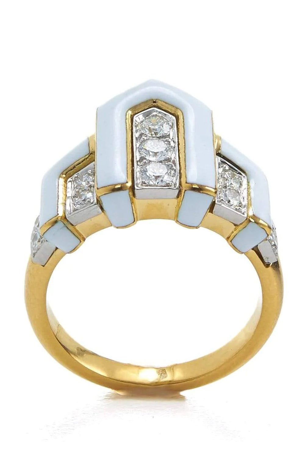 DAVID WEBB-White Enamel Scape Ring-YELLOW GOLD