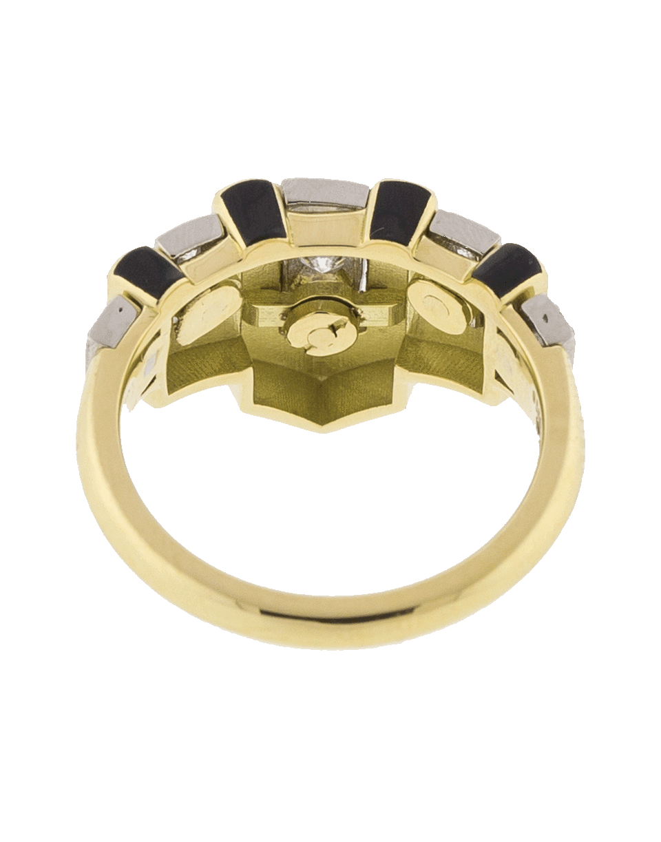 DAVID WEBB-Black Enamel And Diamond Scape Ring-YELLOW GOLD