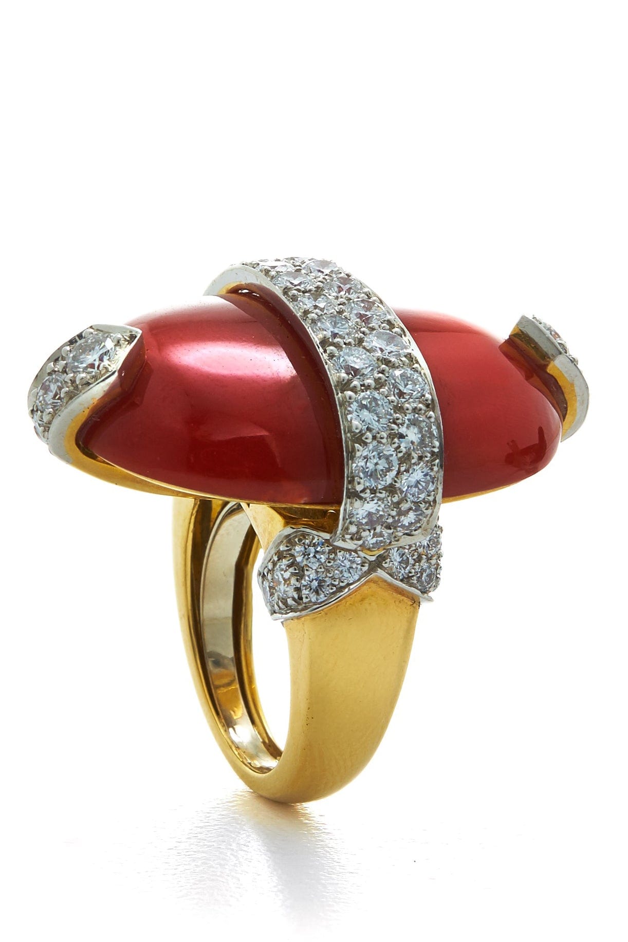 DAVID WEBB-Coral Orbit Ring-YELLOW GOLD