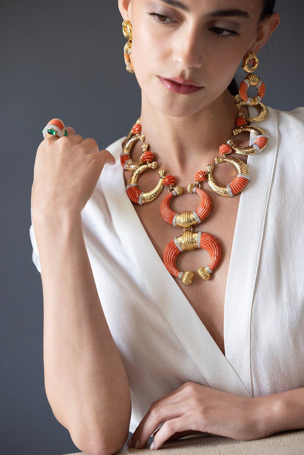 DAVID WEBB-Fluted Coral Ring-YELLOW GOLD