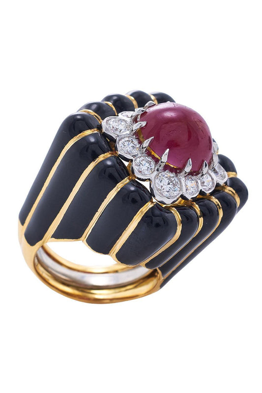 Ruby Black Fountain Head Ring-YELLOW GOLD-6.25-JEWELRYFINE JEWELRING-DAVID WEBB