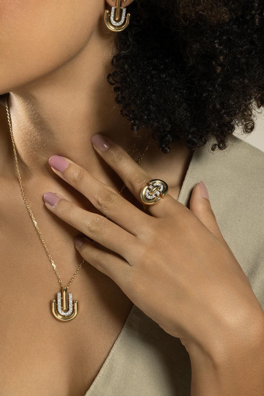 Diamond Double Ring-YELLOW GOLD-6.5-JEWELRYFINE JEWELRING-DAVID WEBB