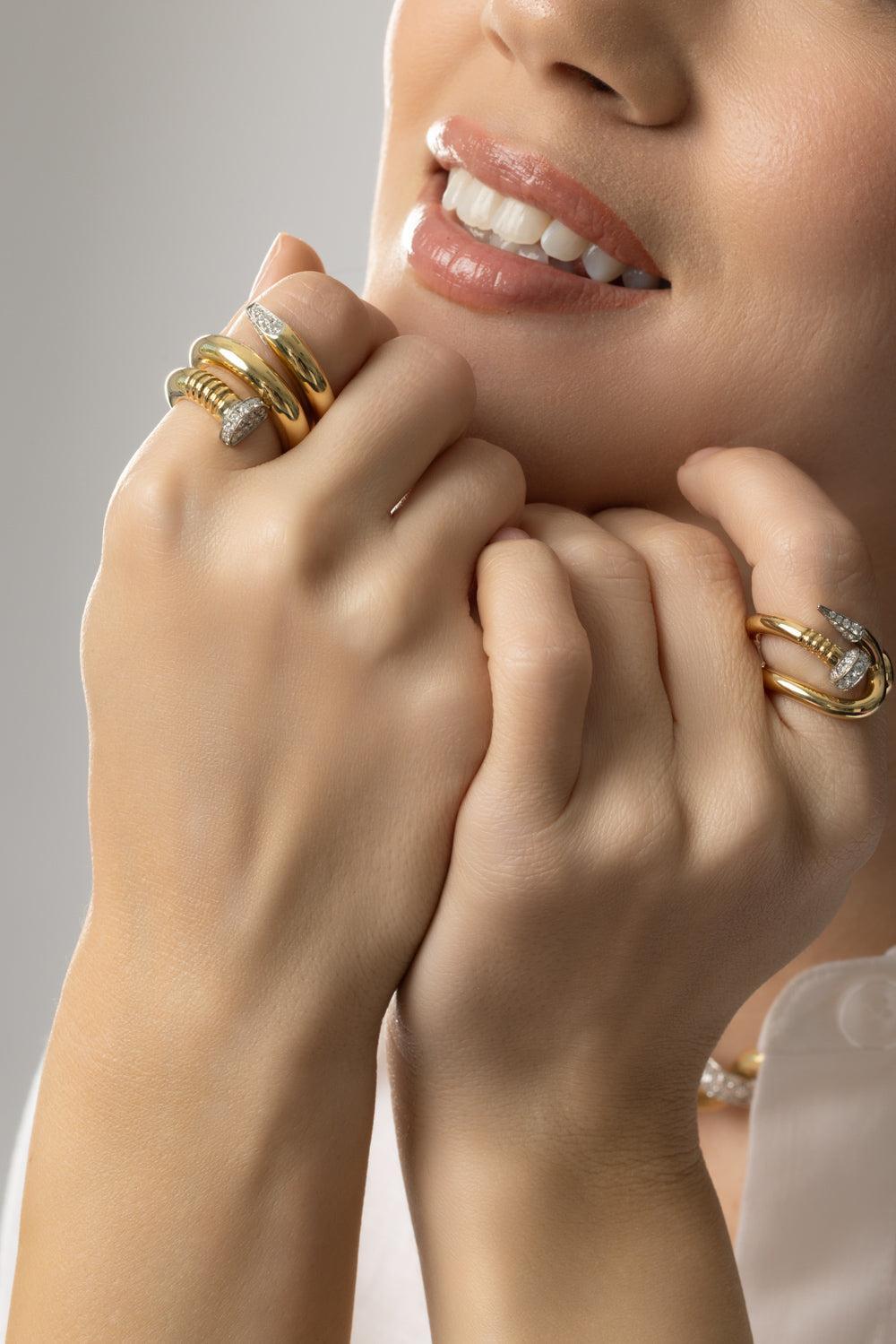 Diamond Nail Ring-YELLOW GOLD-6.5-JEWELRYFINE JEWELRING-DAVID WEBB