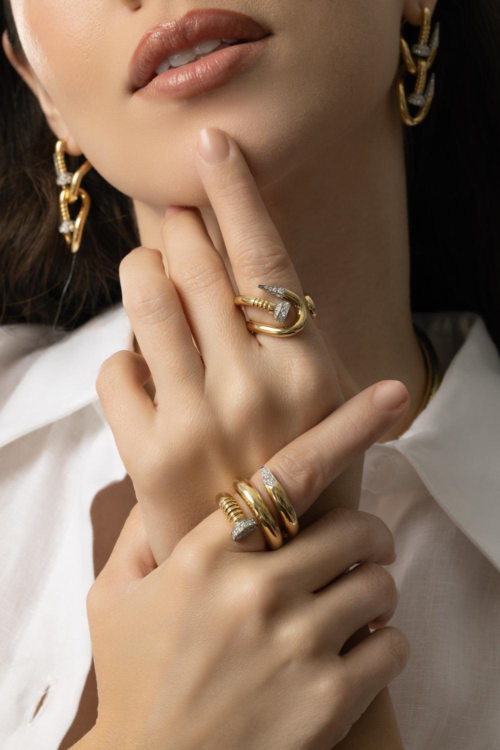 Diamond Nail Ring-YELLOW GOLD-6.5-JEWELRYFINE JEWELRING-DAVID WEBB