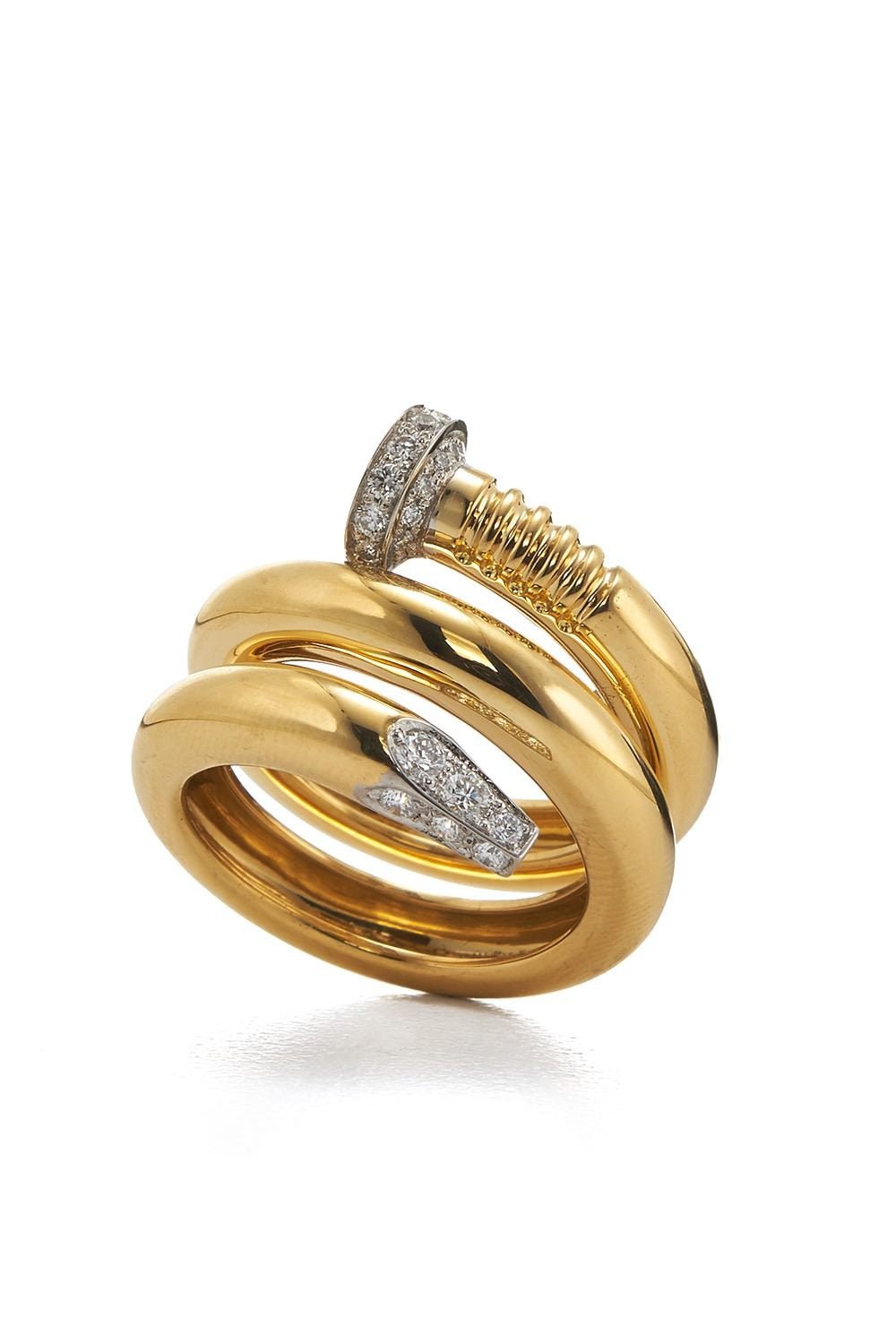 DAVID WEBB-Diamond Polished Nail Ring-YELLOW GOLD