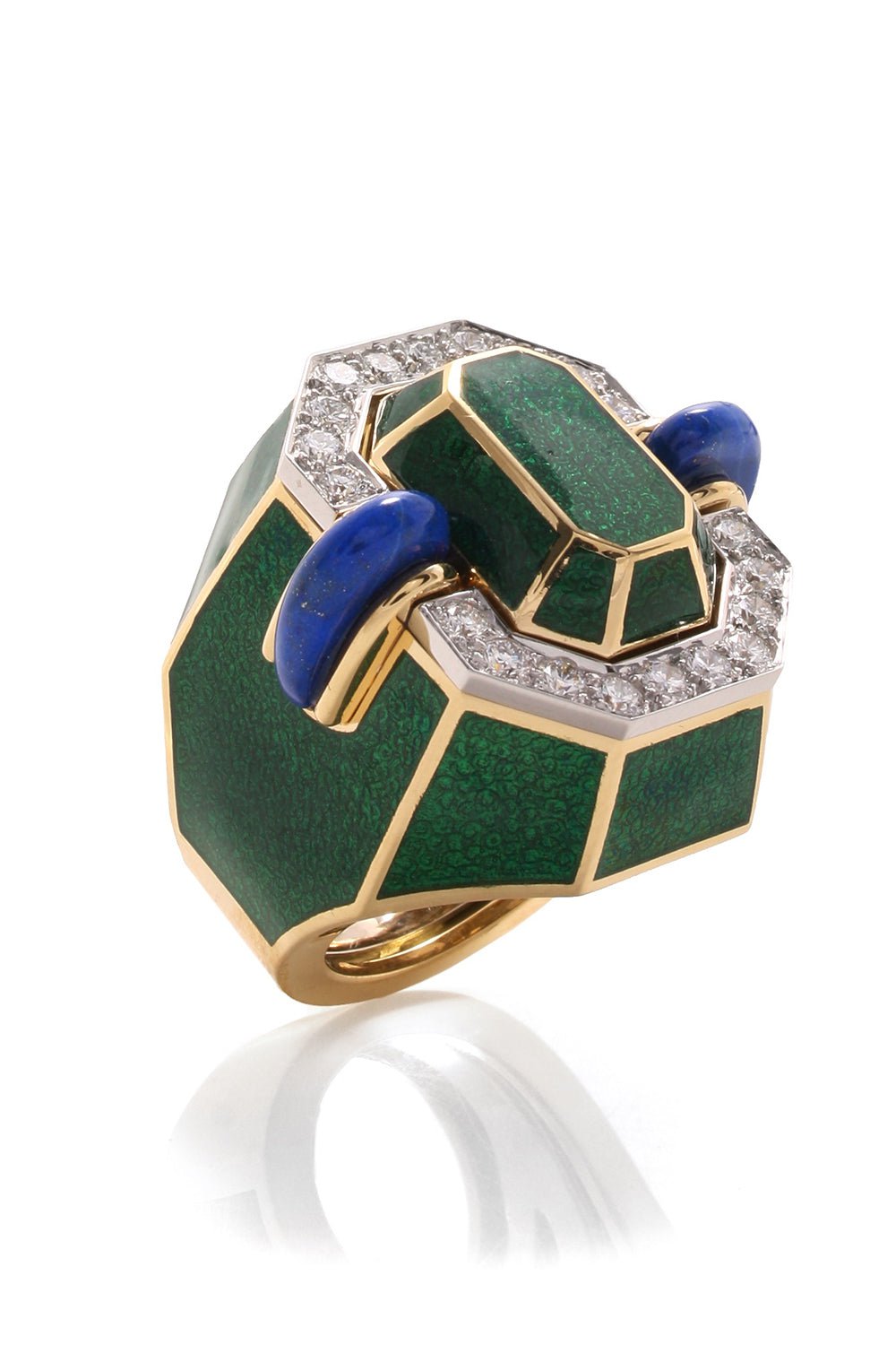 DAVID WEBB-Lapis Facet Ring-YELLOW GOLD