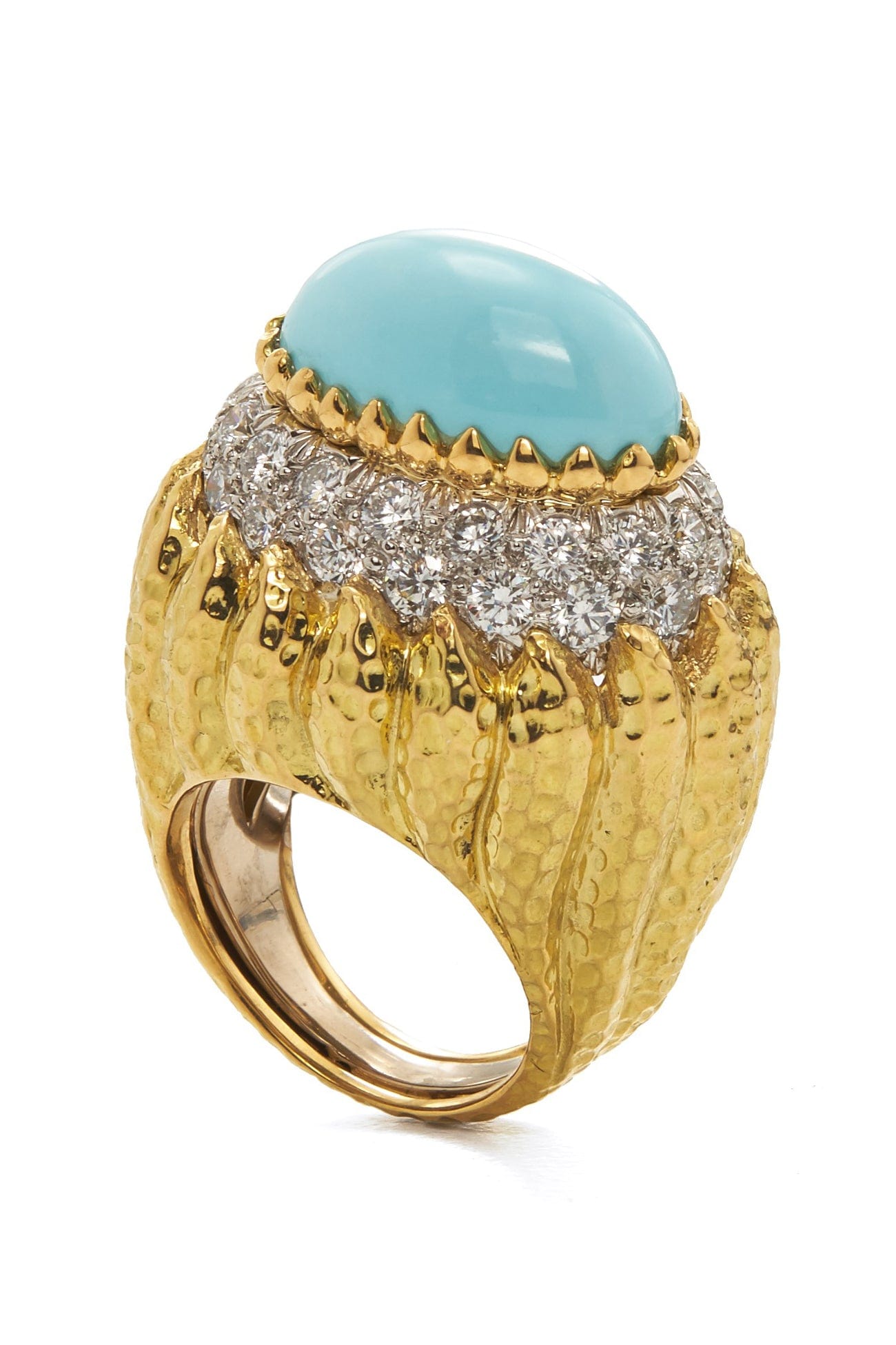 DAVID WEBB-Turquoise Mount Olympus Ring-YELLOW GOLD