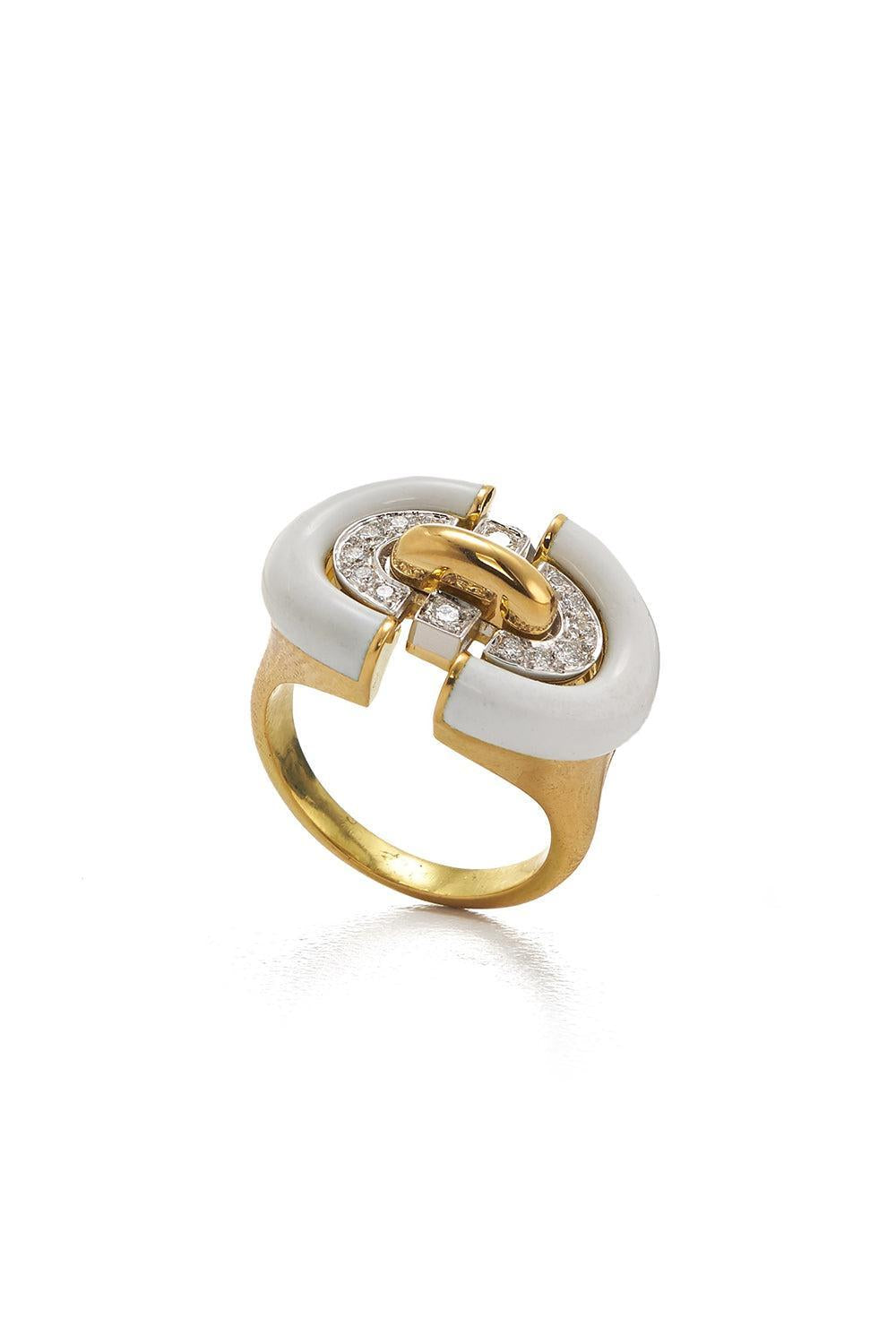 White Unity Ring-YELLOW GOLD-6.5-JEWELRYFINE JEWELRING-DAVID WEBB