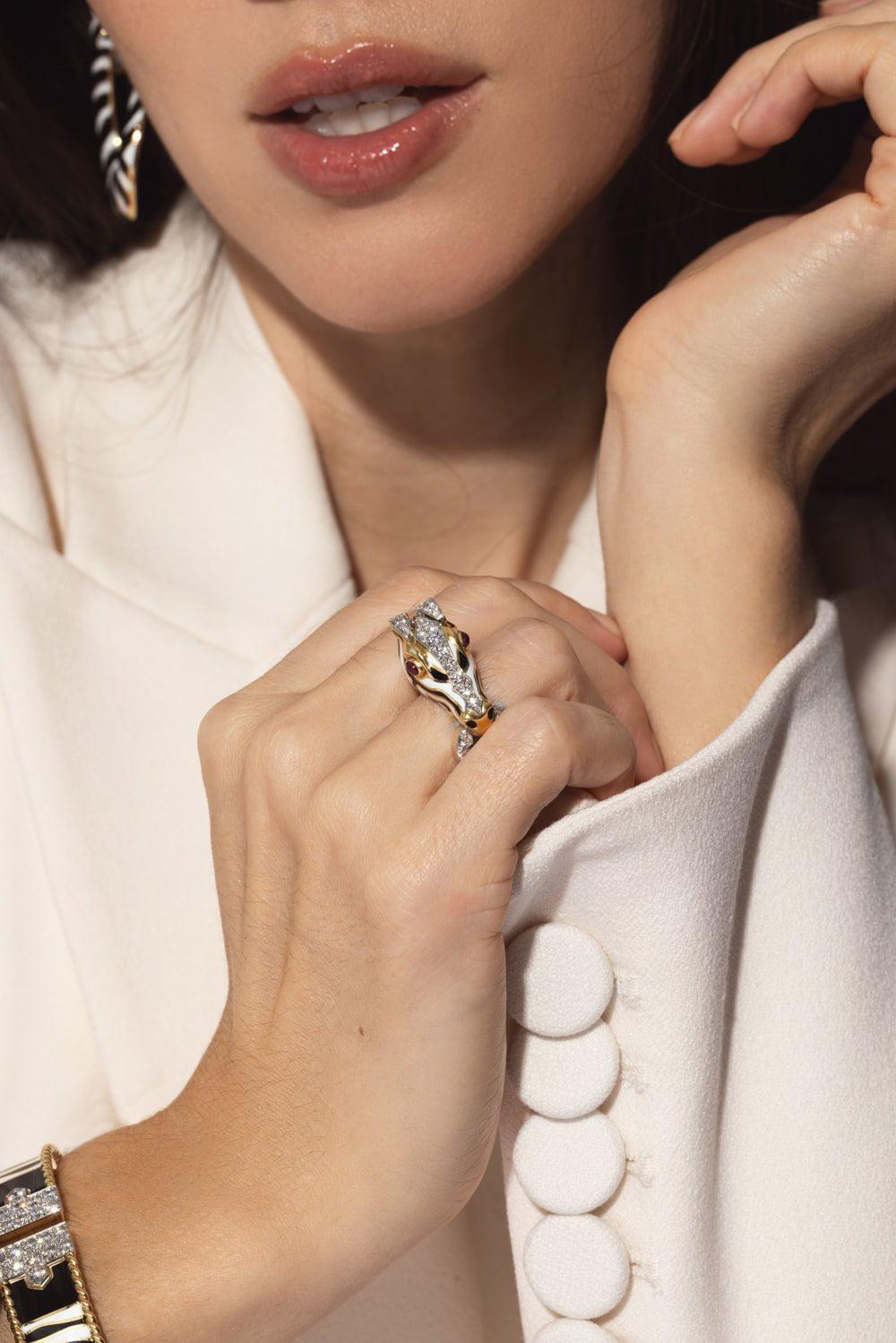 DAVID WEBB-Zebra Ring-YELLOW GOLD