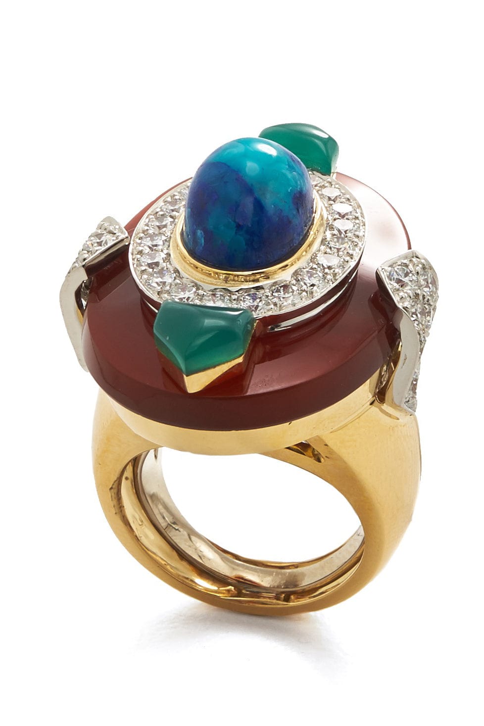 DAVID WEBB-Carnelian Colors Ring-YELLOW GOLD