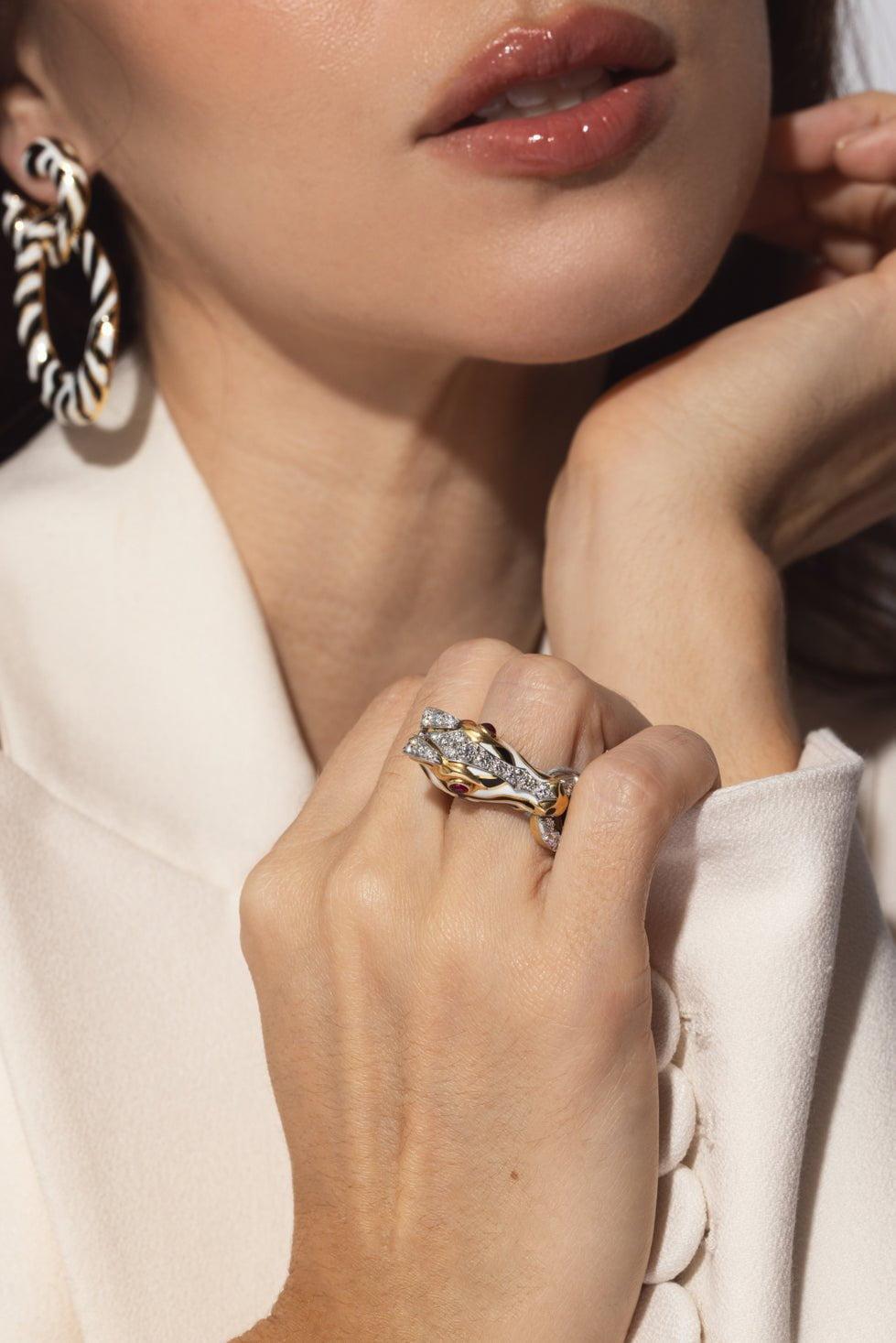 DAVID WEBB-Zebra Ring-YELLOW GOLD