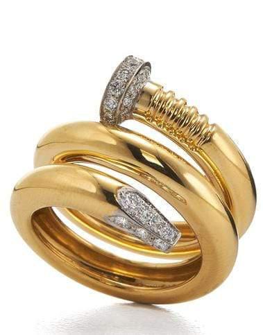 DAVID WEBB-Polished Diamond Nail Ring-YELLOW GOLD
