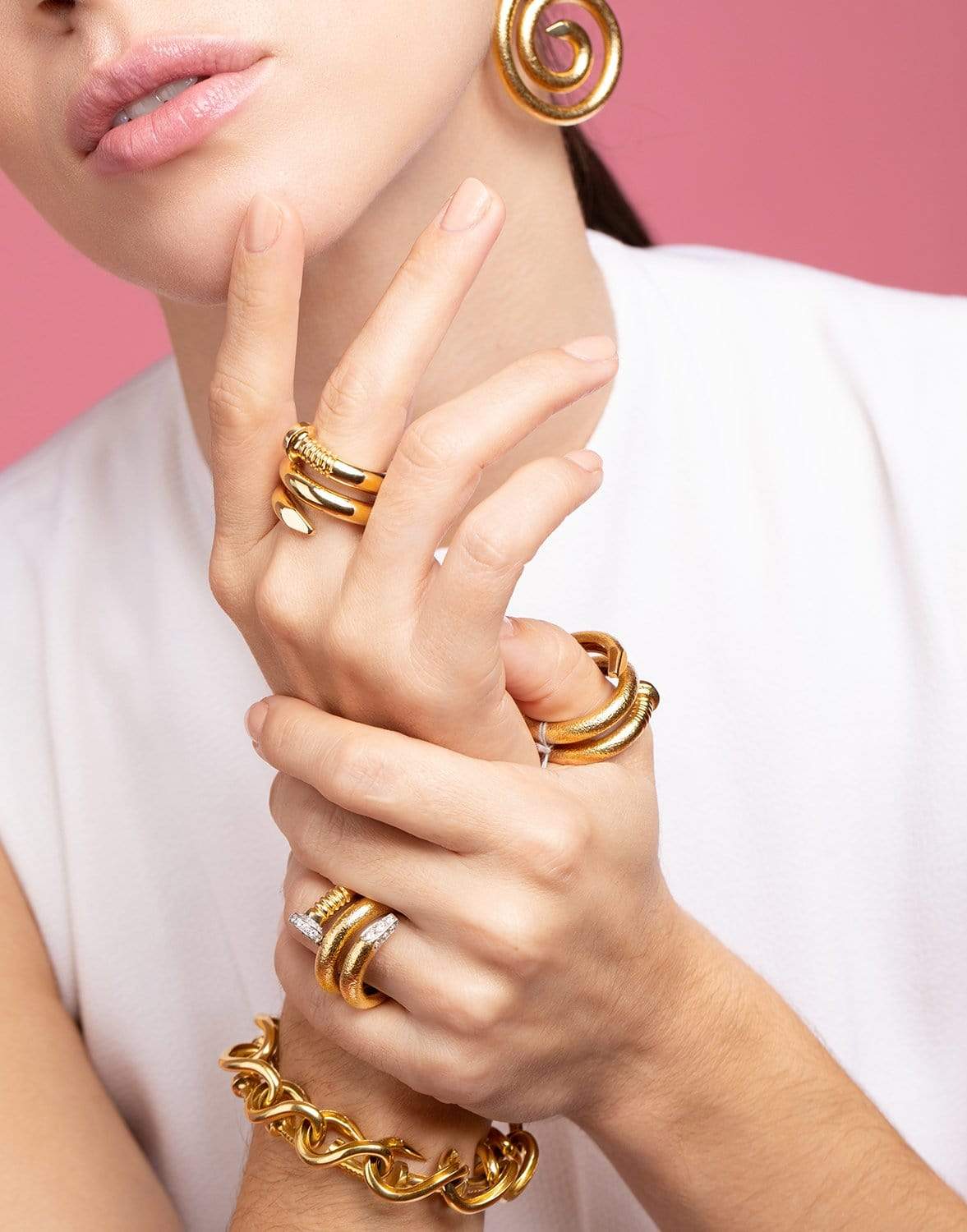 DAVID WEBB-Diamond Nail Ring-YELLOW GOLD
