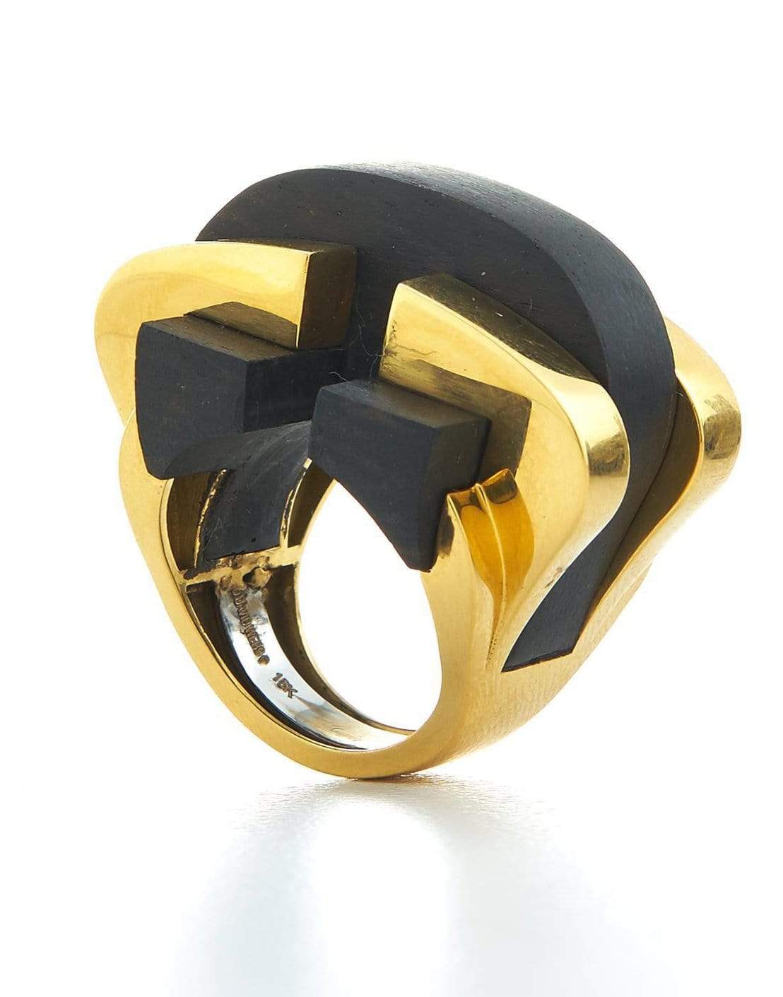DAVID WEBB-Ebony Wood Bridge Ring-YELLOW GOLD