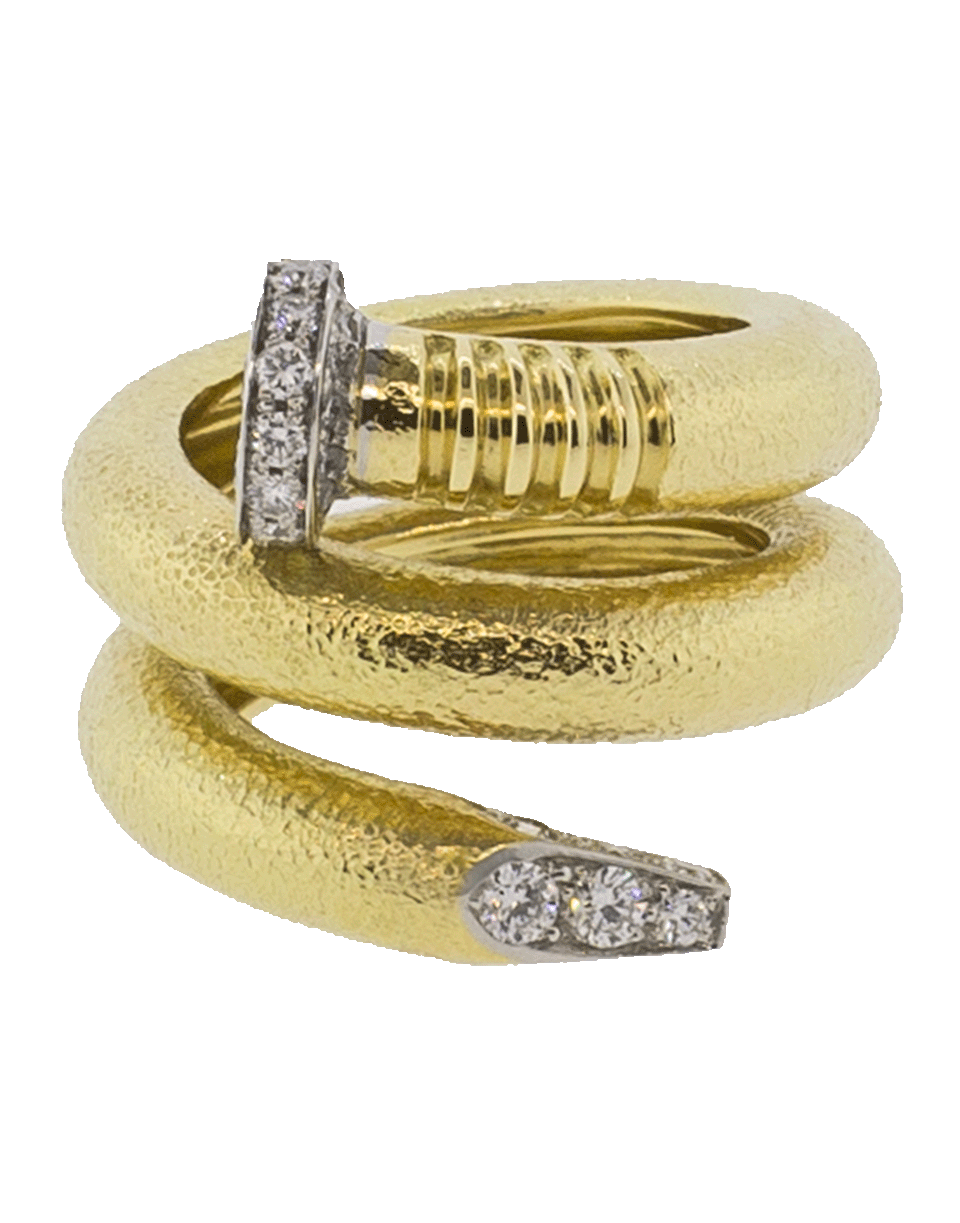 DAVID WEBB-Hammered Diamond Nail Ring-YELLOW GOLD