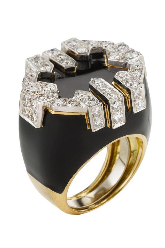 Diamond Black Ring-YELLOW GOLD-7.25-JEWELRYFINE JEWELRING-DAVID WEBB