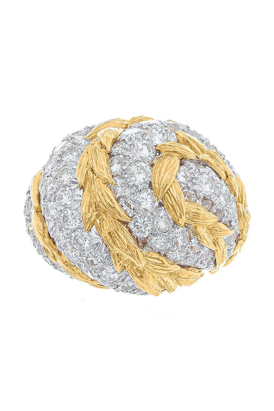 DAVID WEBB-Diamond Swirl Dome Ring-YELLOW GOLD