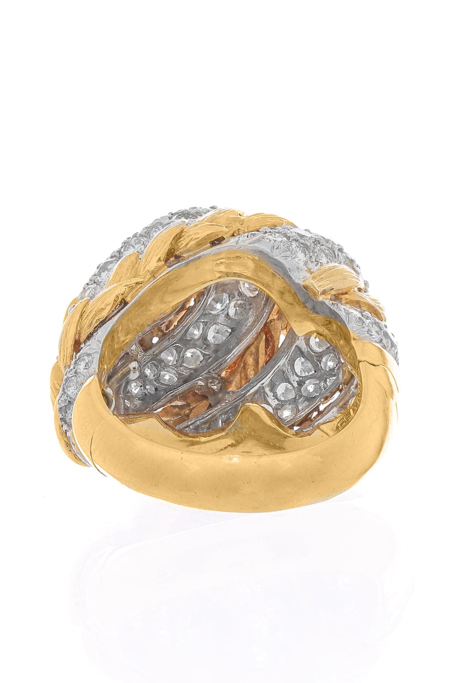 DAVID WEBB-Diamond Swirl Dome Ring-YELLOW GOLD