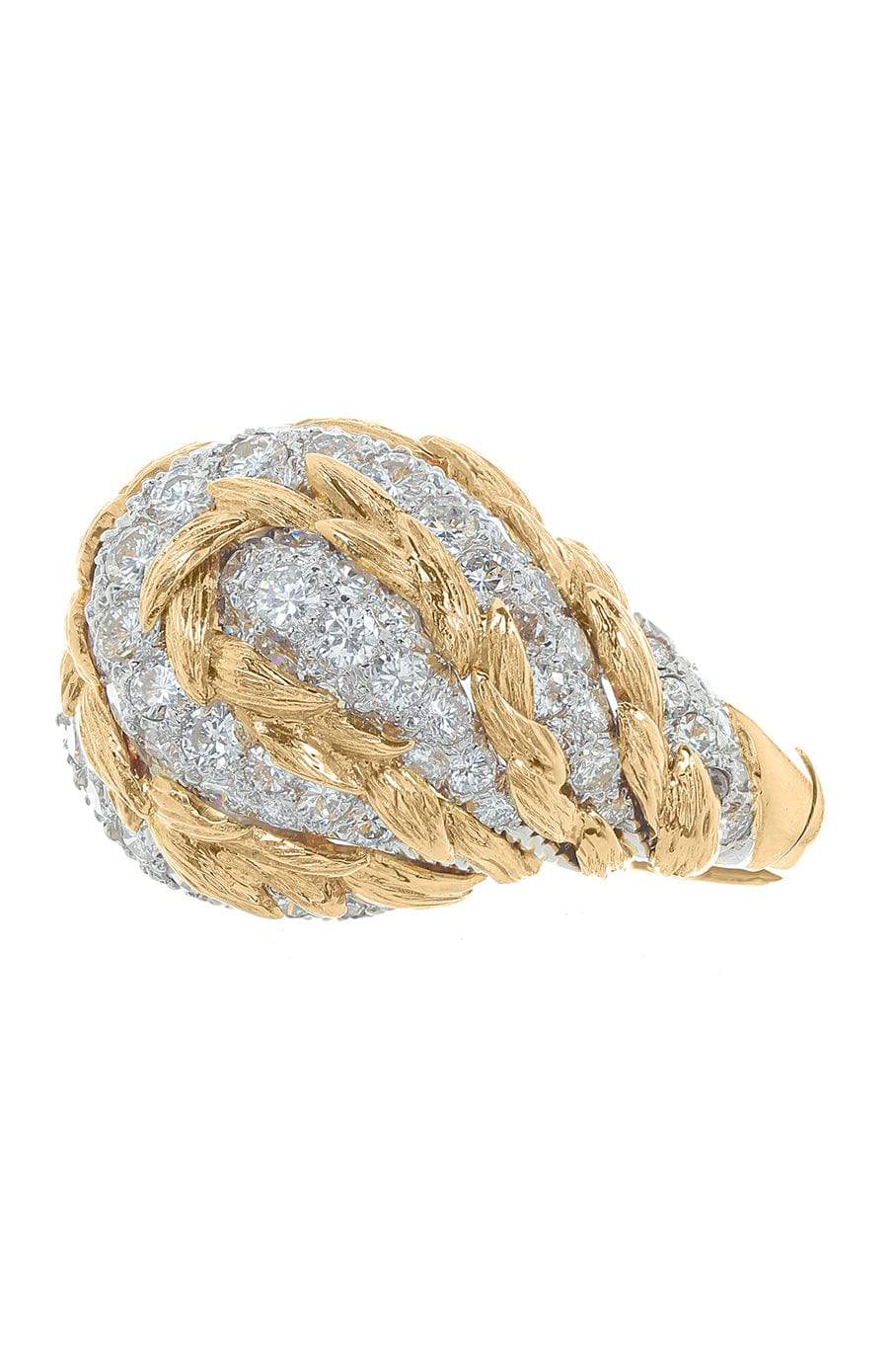 DAVID WEBB-Diamond Swirl Dome Ring-YELLOW GOLD