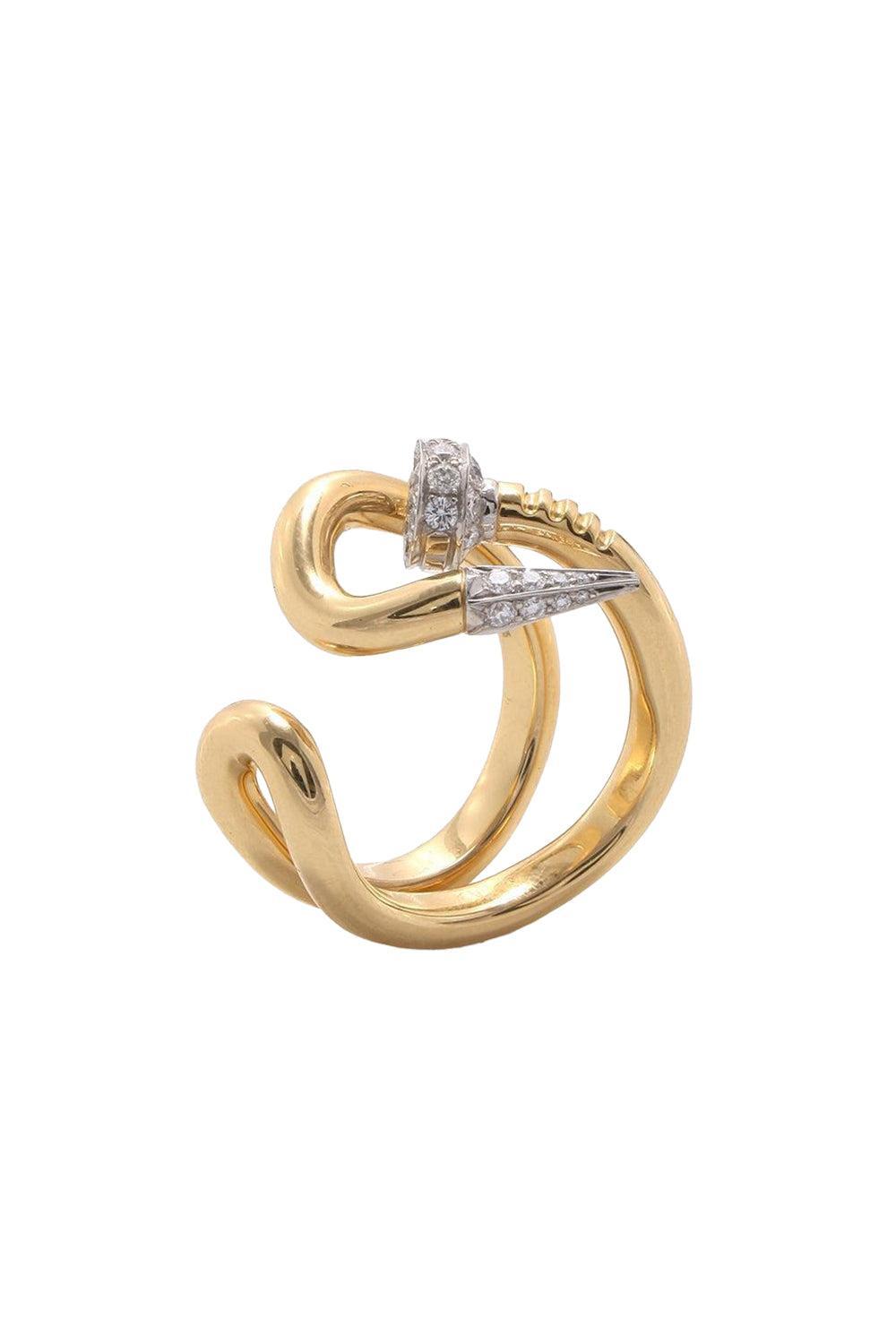 Bent Nail Diamond Ring-YELLOW GOLD-6.5-JEWELRYFINE JEWELRING-DAVID WEBB