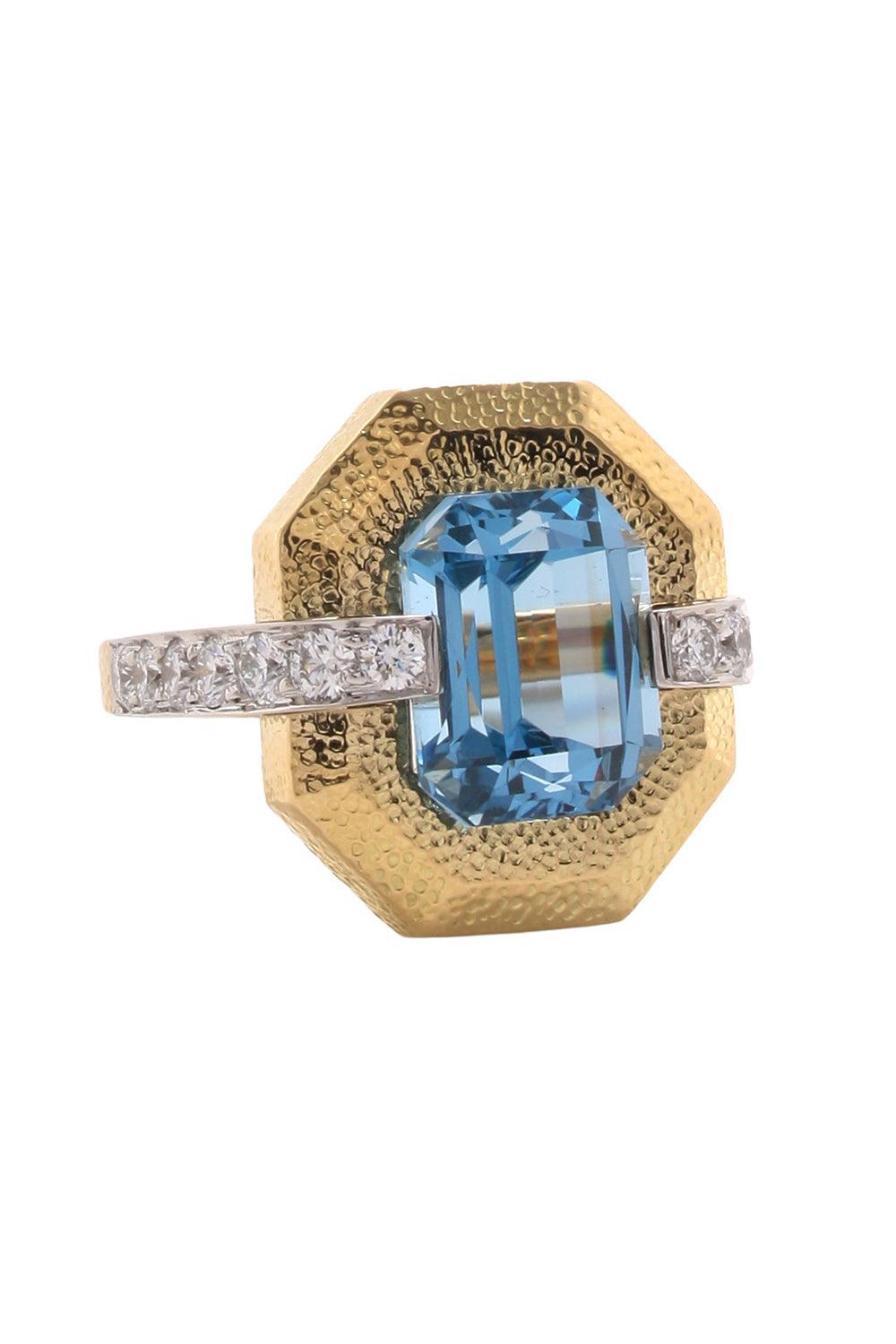 Aquamarine Diamond Avenue Ring-YELLOW GOLD-JEWELRYFINE JEWELRING-DAVID WEBB