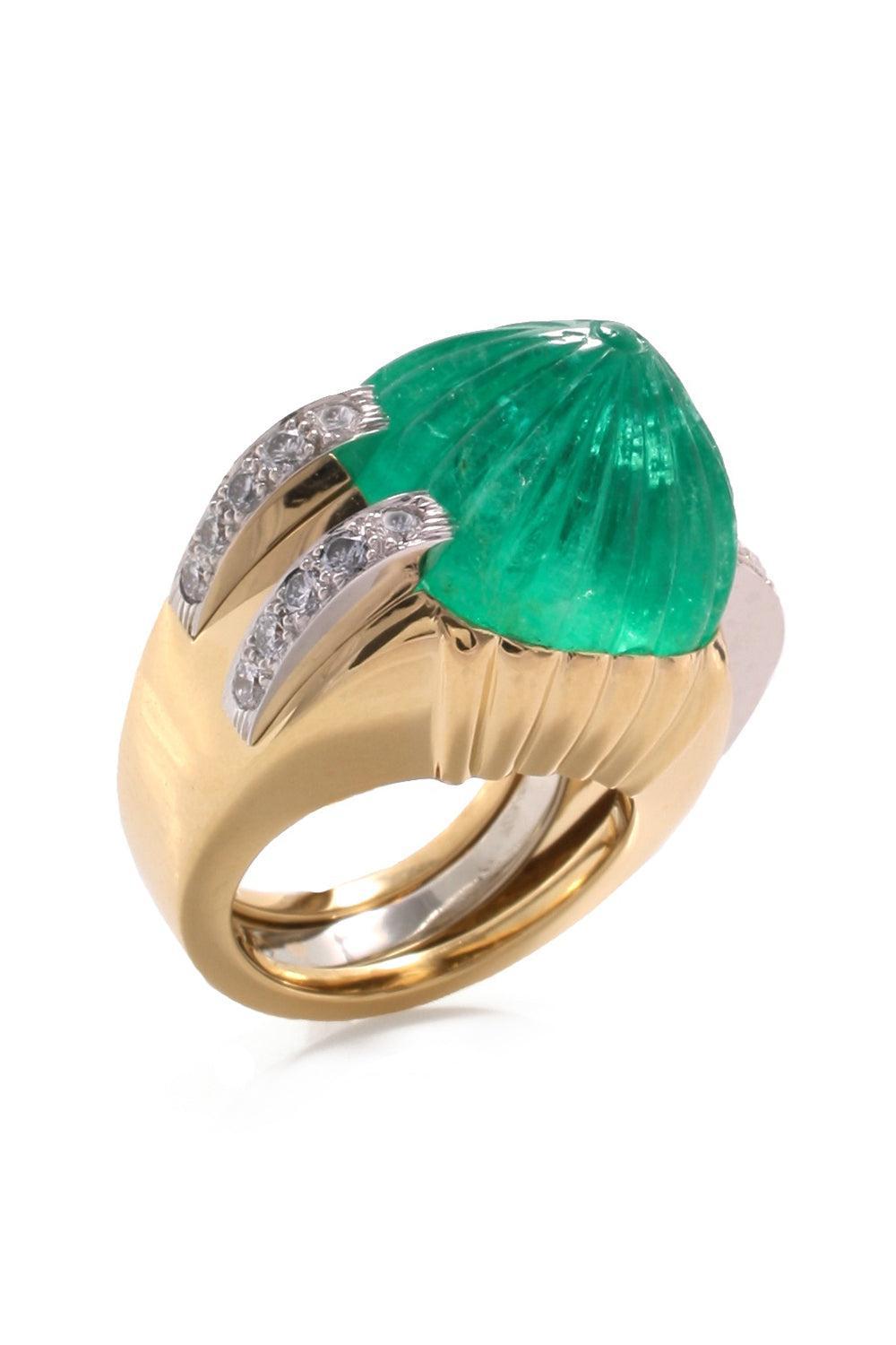 Emerald Diamond Channel Ring-YELLOW GOLD-JEWELRYFINE JEWELRING-DAVID WEBB