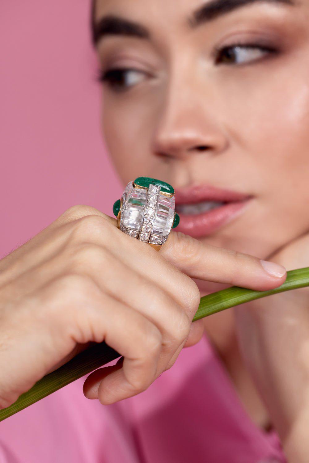 DAVID WEBB-Mint Julep Ring-YELLOW GOLD