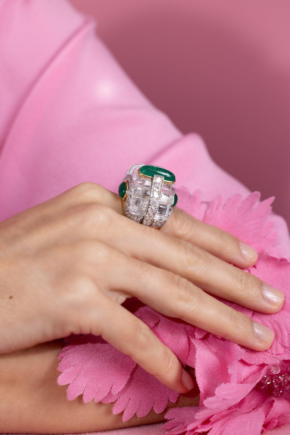 DAVID WEBB-Mint Julep Ring-YELLOW GOLD