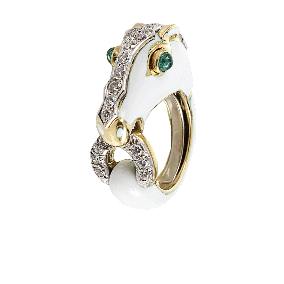 Diamond Emerald White Horse Ring
