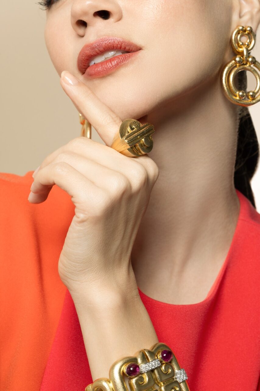 Double Scroll Step Ring-YELLOW GOLD-5.75-JEWELRYFINE JEWELRING-DAVID WEBB