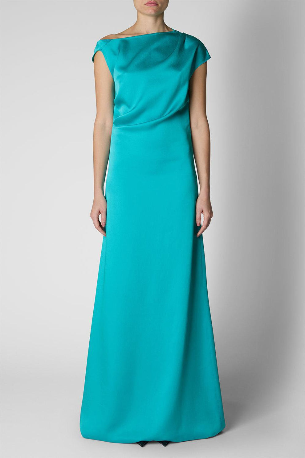 turquoise off shoulder dress DEL CORE: Off Shoulder Long Dress
