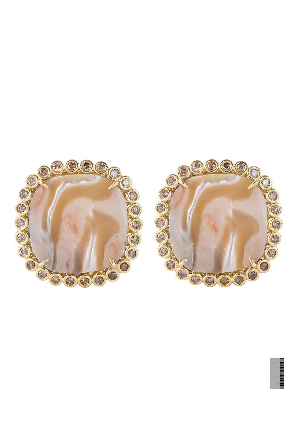  Diamond Abalone Shell Sand Earrings-WHITE GOLD-JEWELRYFINE JEWELEARRING-DENISE CASSOU 