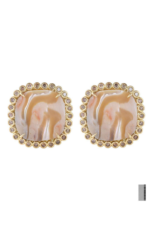 Diamond Abalone Shell Sand Earrings-WHITE GOLD-JEWELRYFINE JEWELEARRING-DENISE CASSOU