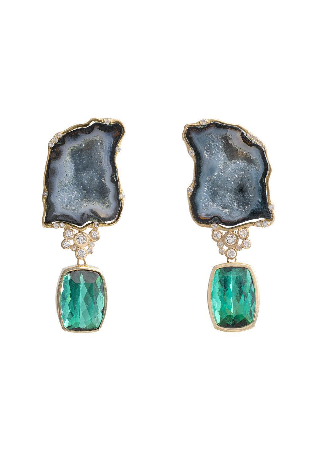 Agate Diamond Earrings-YELLOW GOLD-JEWELRYFINE JEWELEARRING-DENISE CASSOU