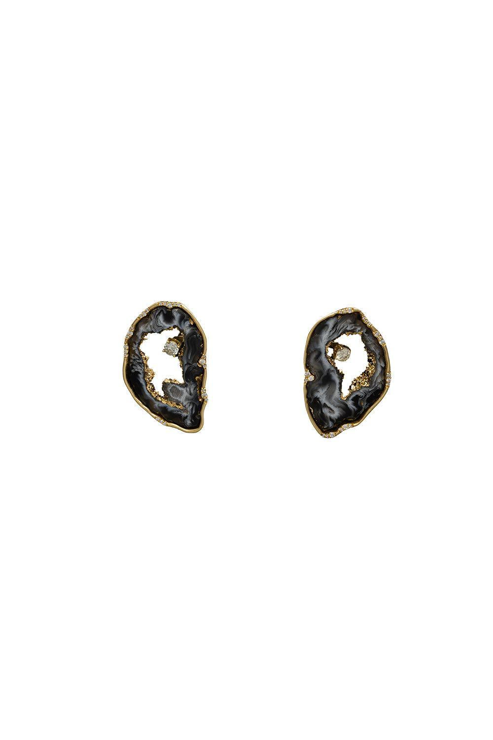 Agate Slice Earrings-YELLOW GOLD-JEWELRYFINE JEWELEARRING-DENISE CASSOU