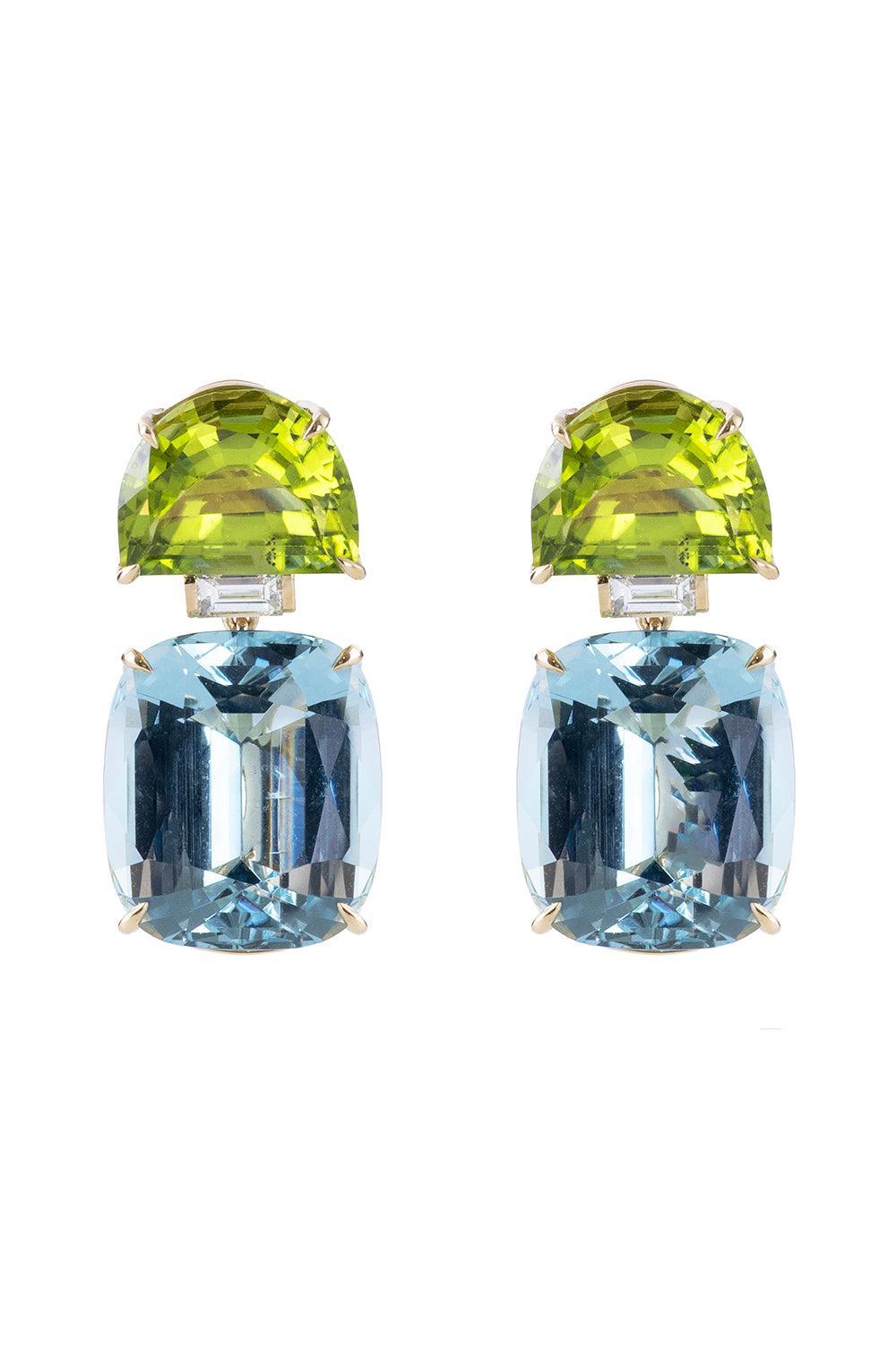Aquamarine Peridot Seed Earrings-YELLOW GOLD-JEWELRYFINE JEWELEARRING-DENISE CASSOU