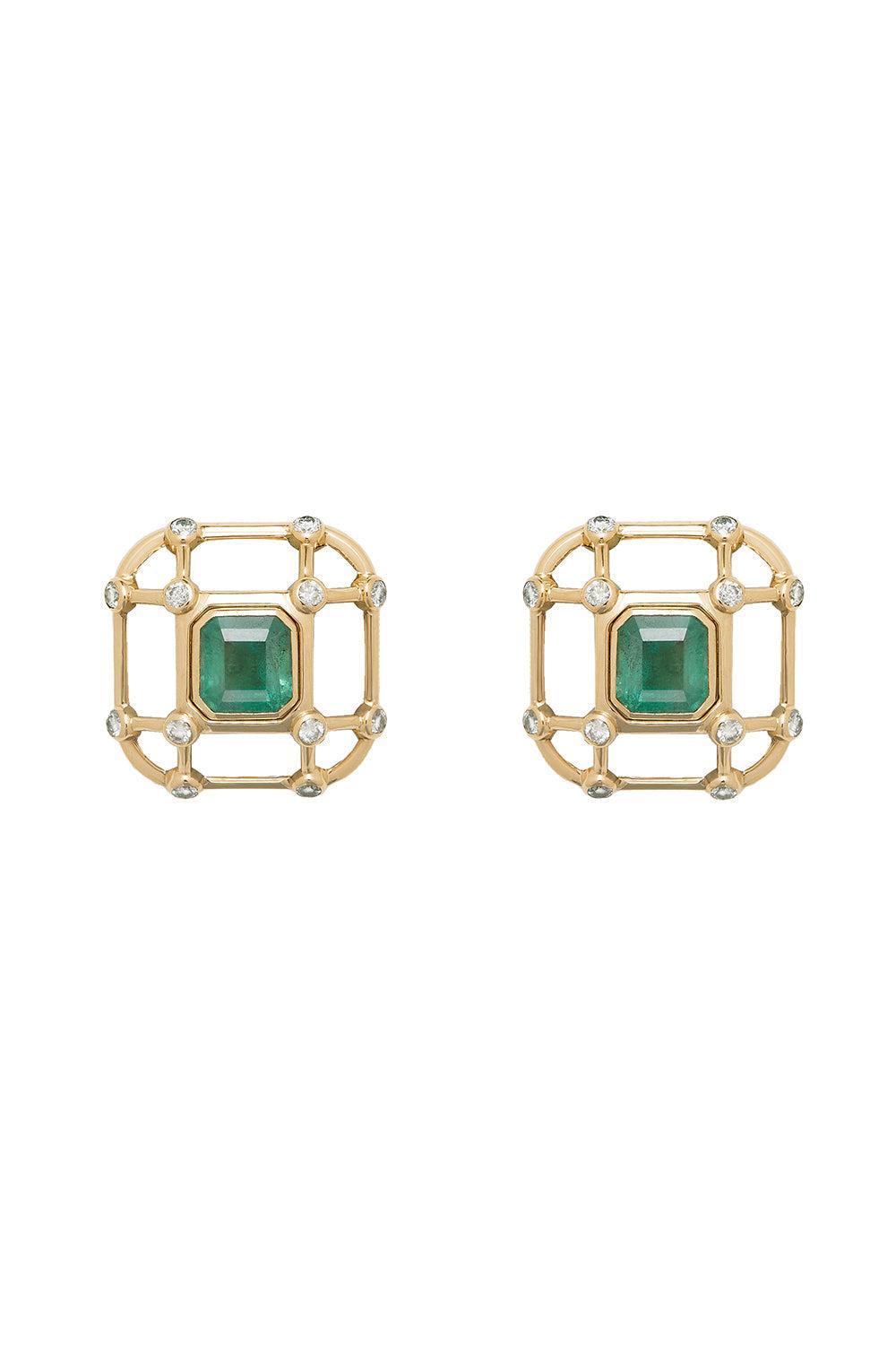Emerald Crystal Earrings-YELLOW GOLD-JEWELRYFINE JEWELEARRING-DENISE CASSOU