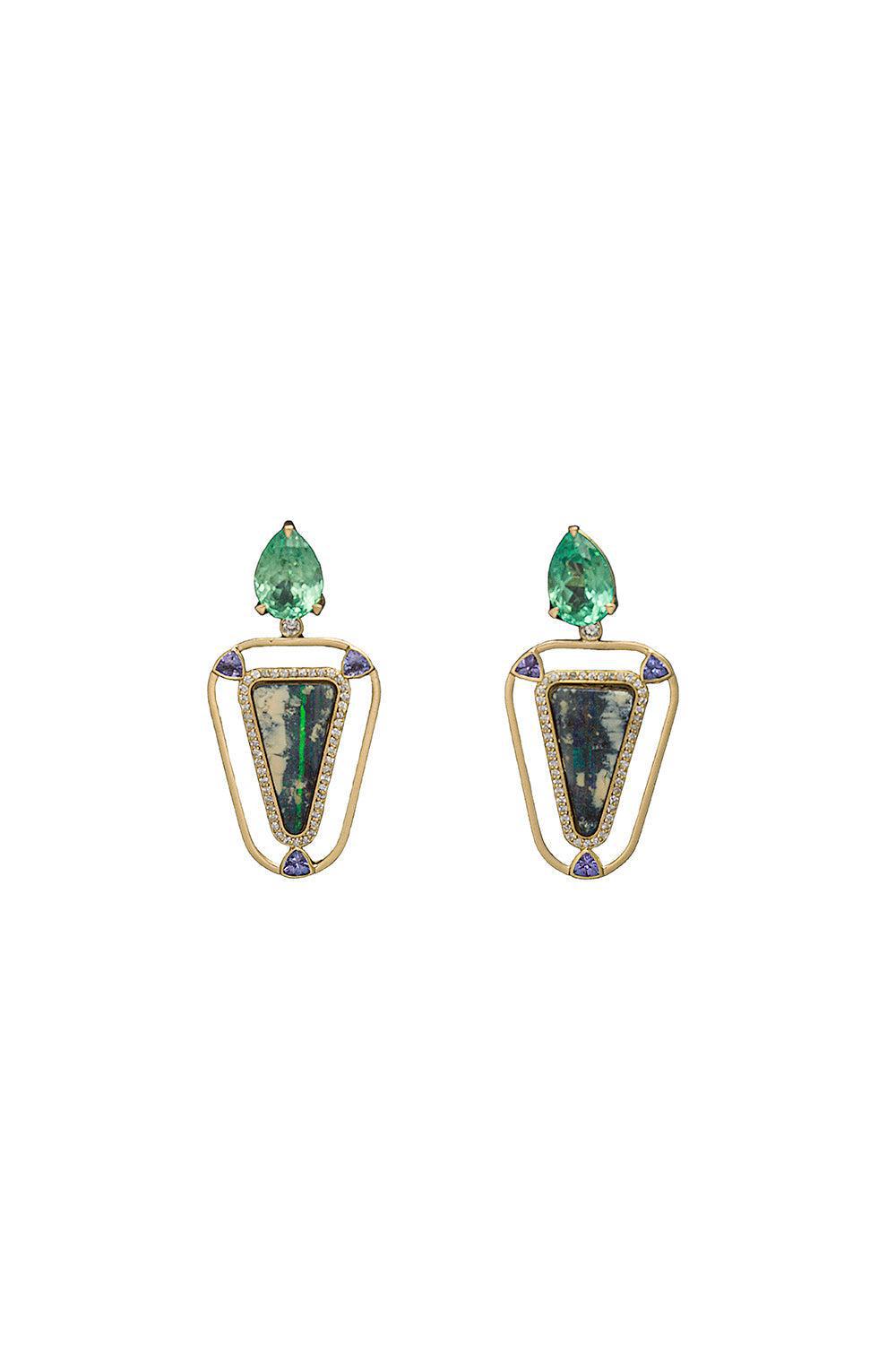 Opal Tourmaline Earrings-YELLOW GOLD-JEWELRYFINE JEWELEARRING-DENISE CASSOU