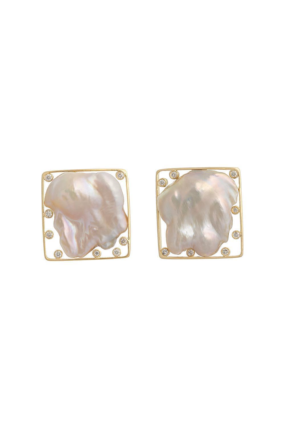 Pearl Diamond Earrings-YELLOW GOLD-JEWELRYFINE JEWELEARRING-DENISE CASSOU