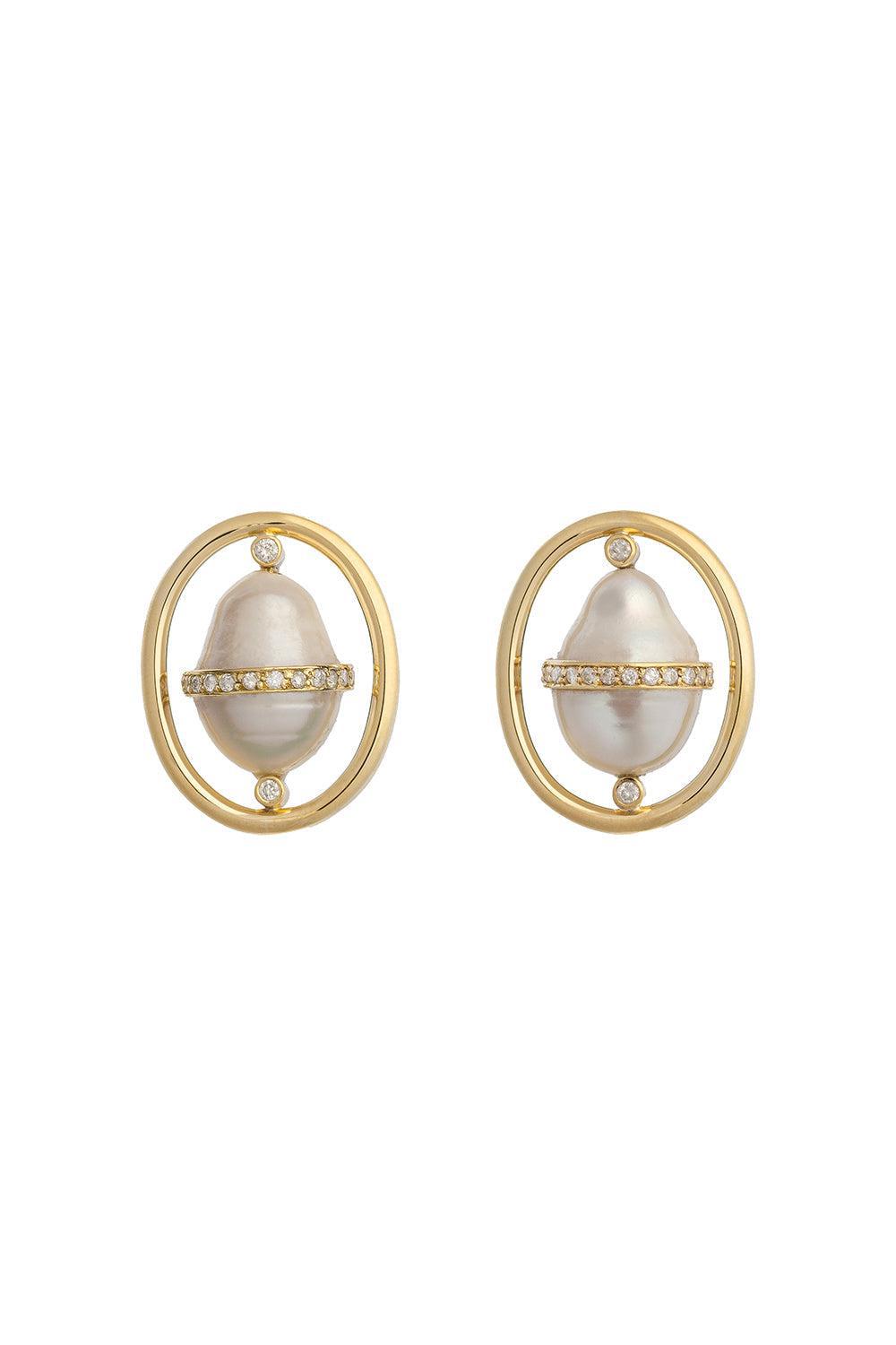 Pearl Diamond Earrings-YELLOW GOLD-JEWELRYFINE JEWELEARRING-DENISE CASSOU