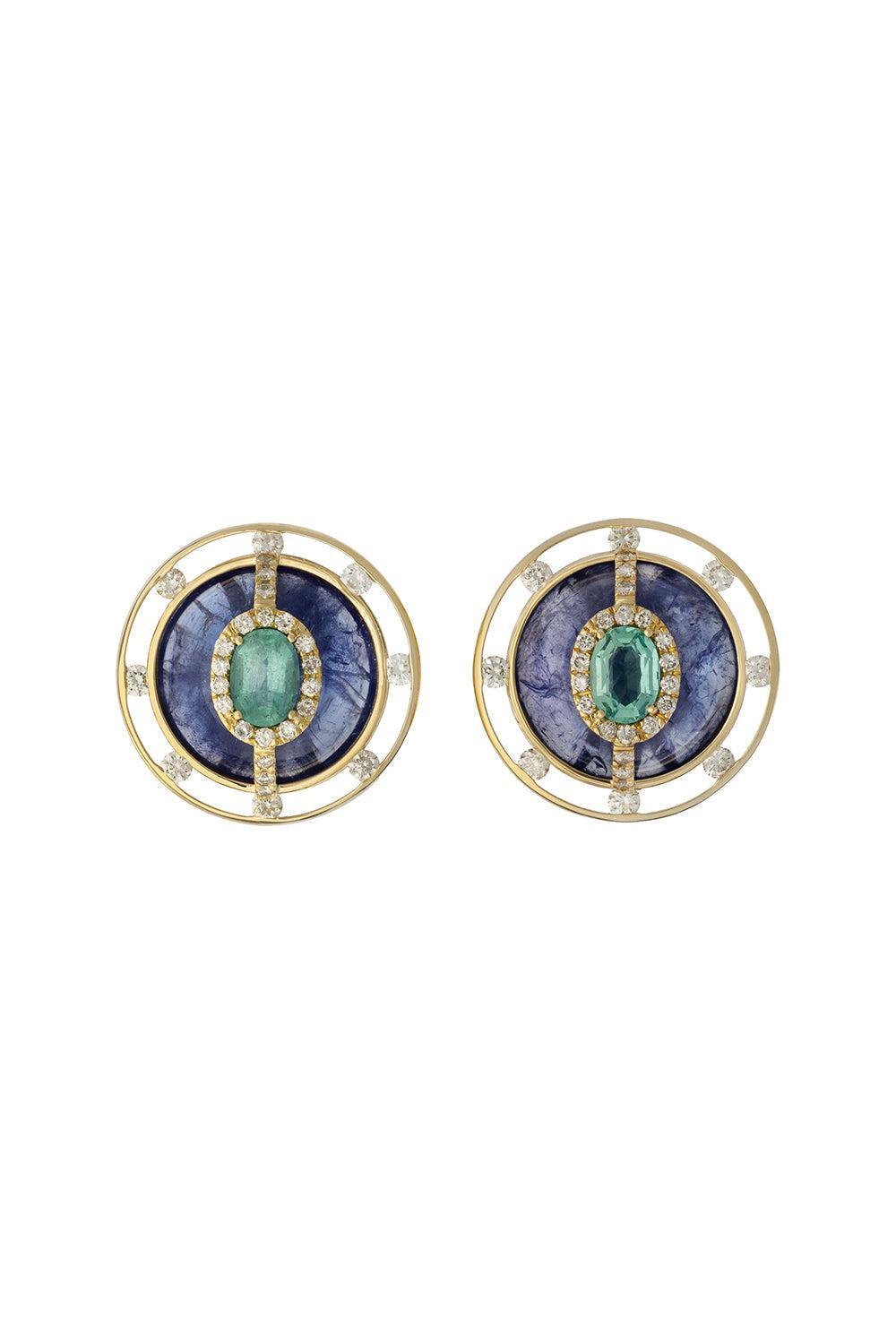 Tanzanite Diamond Earrings-YELLOW GOLD-JEWELRYFINE JEWELEARRING-DENISE CASSOU