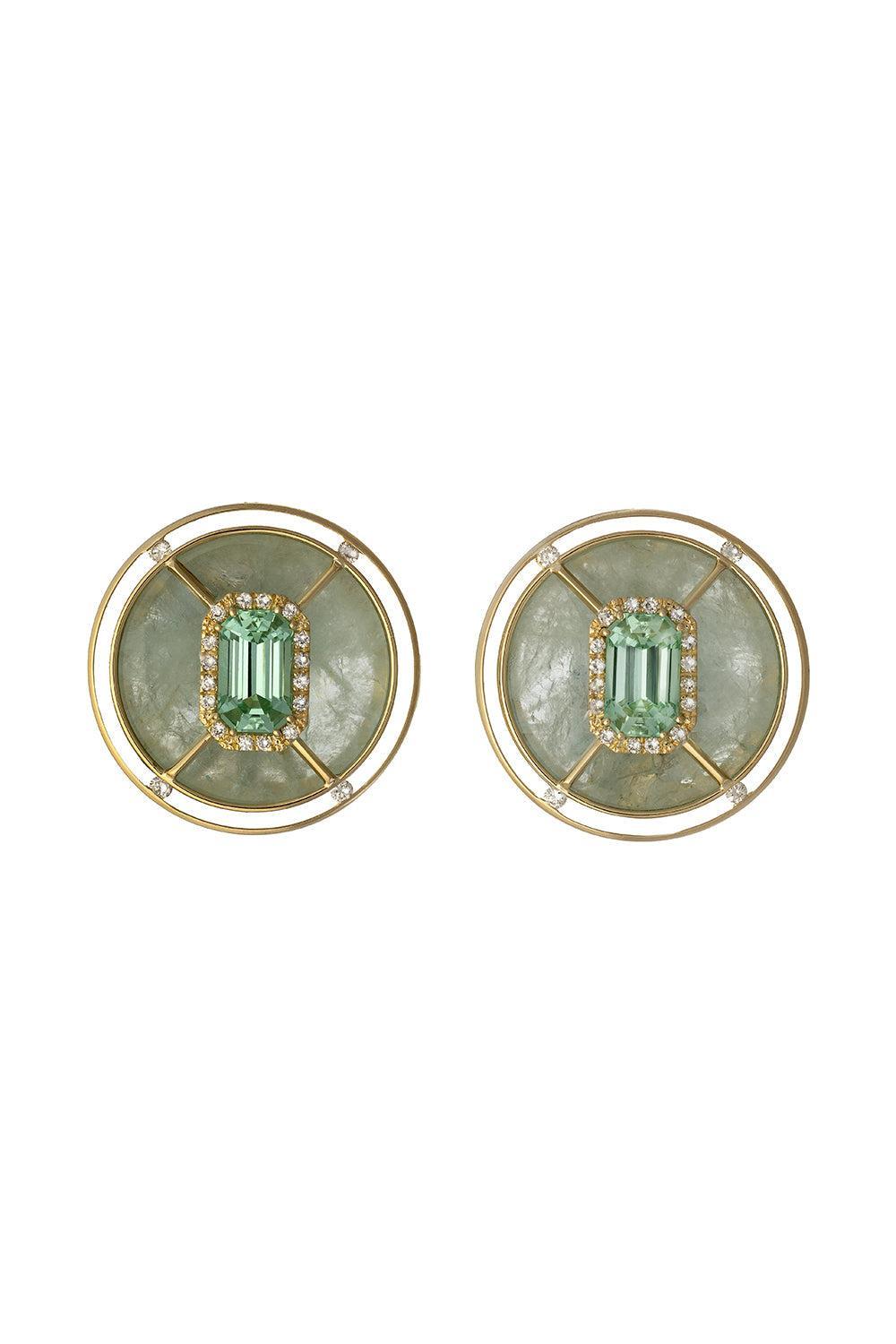 Tourmaline Sphere Earrings-YELLOW GOLD-JEWELRYFINE JEWELEARRING-DENISE CASSOU
