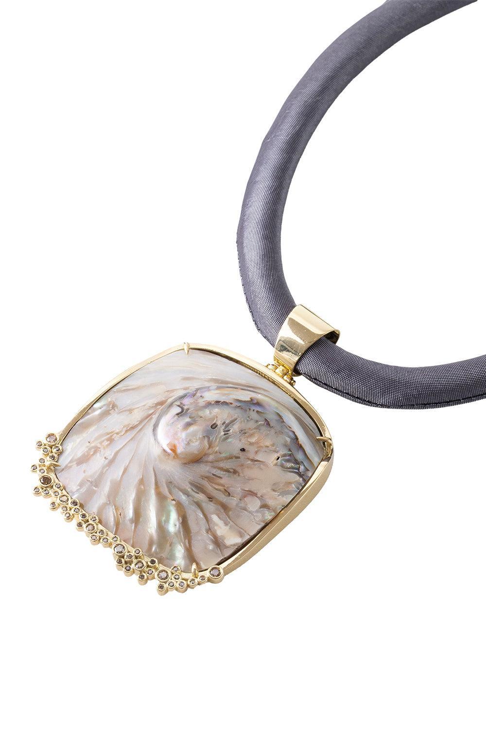  Abalone Shell Sand Necklace-YELLOW GOLD-JEWELRYFINE JEWELNECKLACE O-DENISE CASSOU 