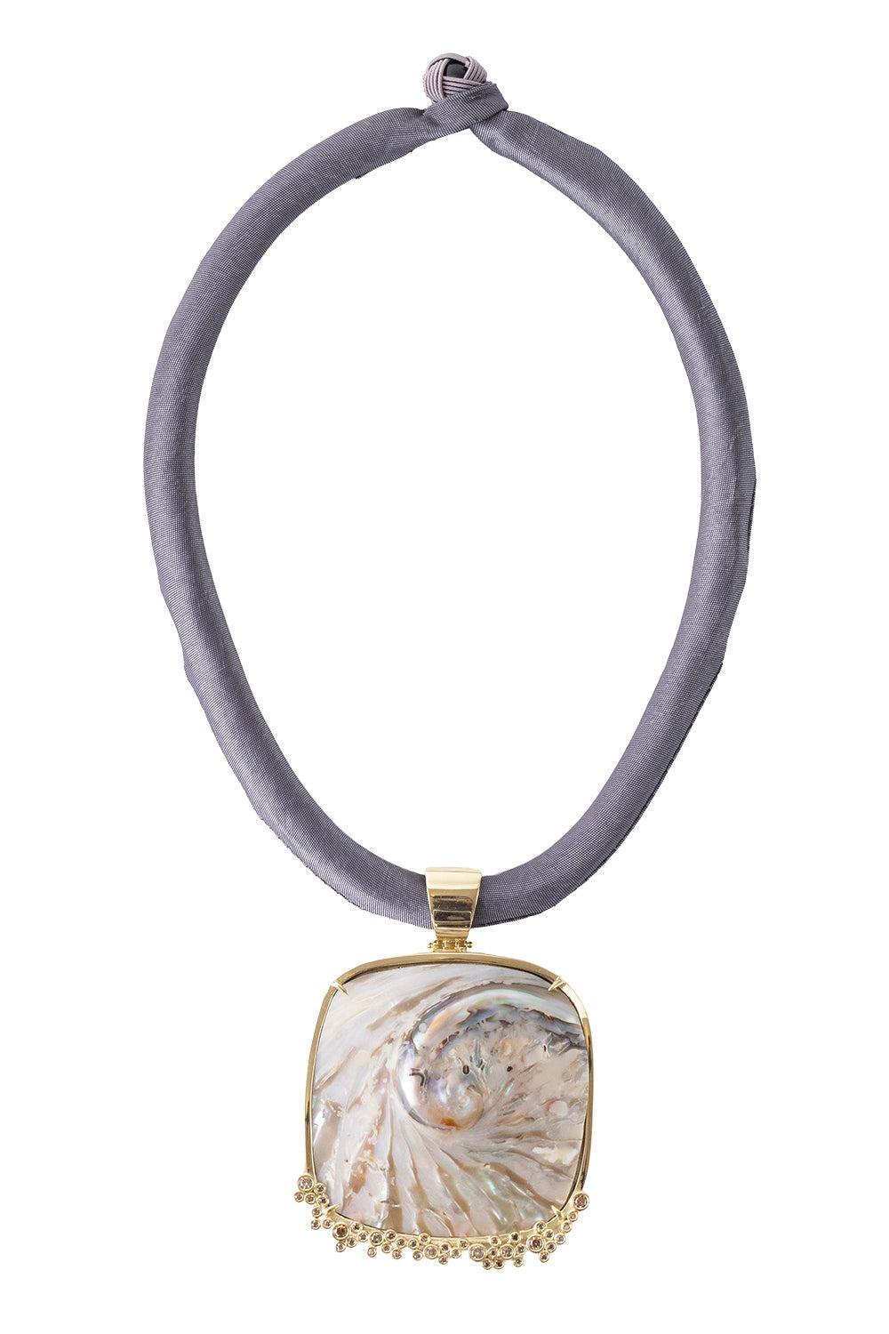  Abalone Shell Sand Necklace-YELLOW GOLD-JEWELRYFINE JEWELNECKLACE O-DENISE CASSOU 